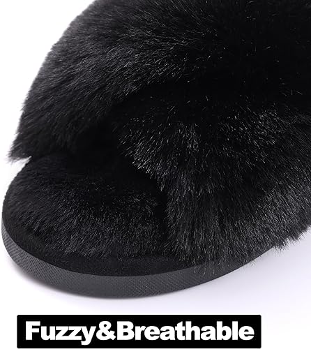 Women's Fuzzy Slippers, House Slippers, Open Toe Slippers Women's Fuzzy Slippers, House Slippers, Open Toe Slippers
